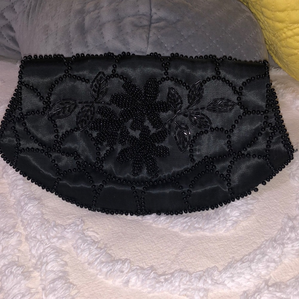 Vintage Black Beaded Evening Bag